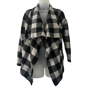 Lauren Ralph Lauren Open Front Waterfall Wool Buffalo Plaid Sweat S Small